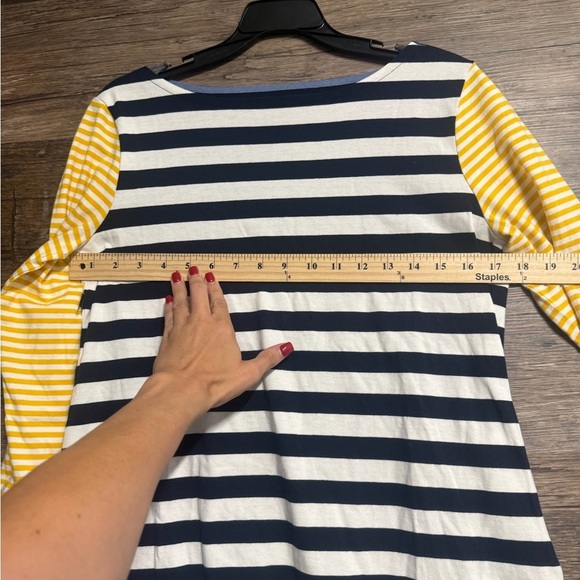Talbots Navy and Yellow Striped Blouse - Picture 9 of 9
